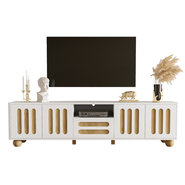 Gotagee TV-Schrank TV-Lowboard 180x40x47cm Holzoptik Fernsehschrank LED-Licht Sideboard