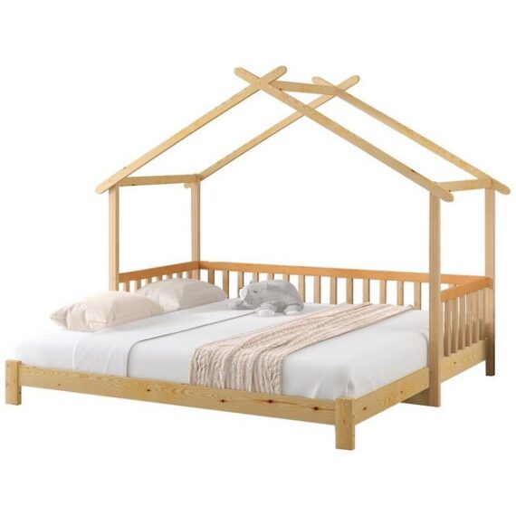 HAUSS SPLOE Bett Hausbett Kinderbett Bettrahmen Holzbett Erweiterbares Baumhausbett (Das Bett enthält keine Matratze), Ohne Matratze