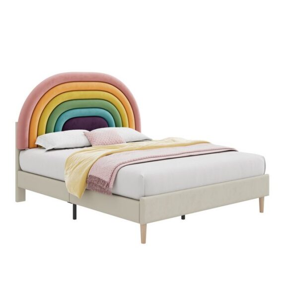 HAUSS SPLOE Polsterbett Polsterbett Jugendbett Kinderbett Doppelbett (90*200,ohne Matratze), rosa, Bezug aus Samt