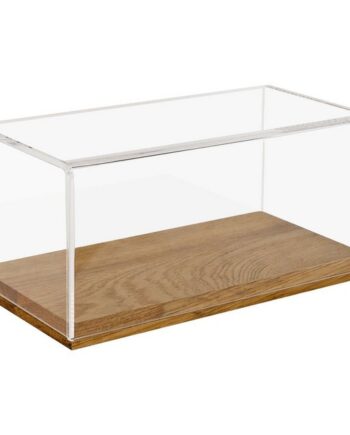 HMF Vitrine Eleganter Acryl Schaukasten mit Holzsockel für Modellautos Sammlerbox für Sammelstücke 24 x 12 x 11 cm, Transparent