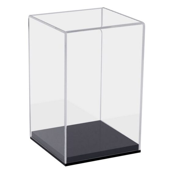 HMF Vitrine elegante Acryl Vitrine, Ausstellungskasten für Sammelstücke Schaukasten für Modellautos, Figuren, 14 x 14 x 22 cm, transparent