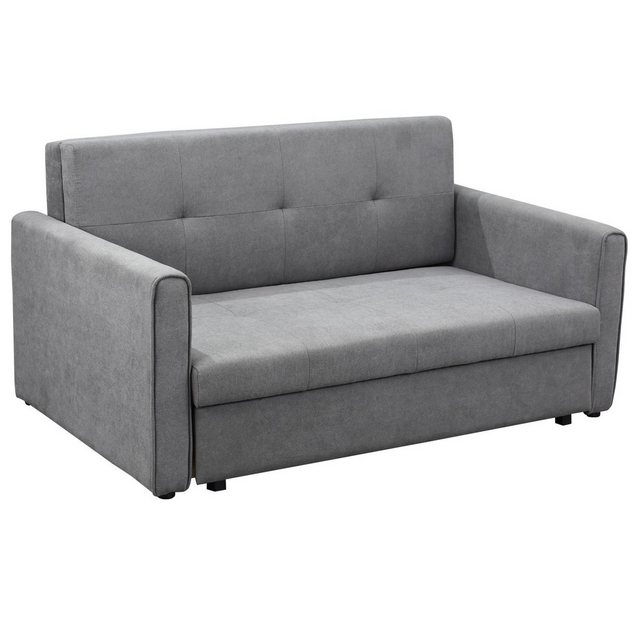 HOMCOM Schlafsofa Schlafcouch mit Bettfunktion, mit Stauraum, 2-Sitzer Sofa 1 Teile, für Wohnzimmer, Grau