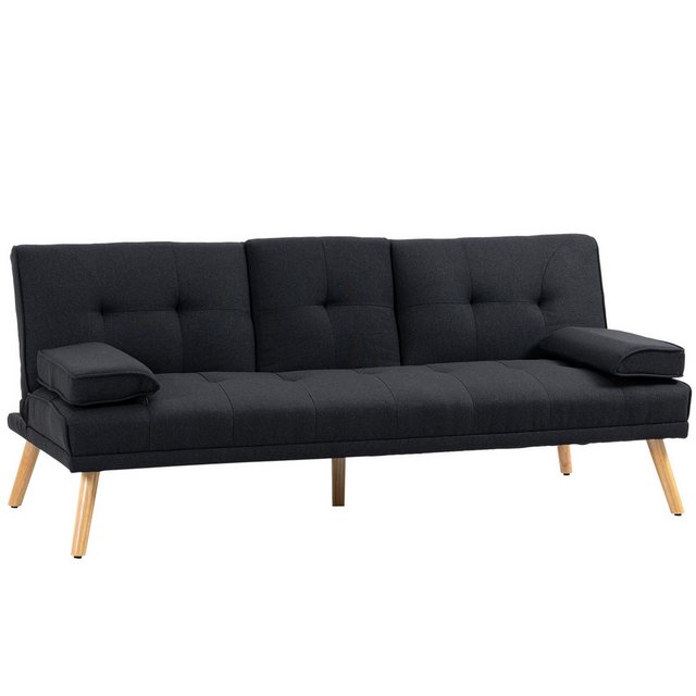 HOMCOM Schlafsofa mit Klappbarem Tisch, Becherhalter, Bettsofa 1 Teile, bis 250 kg Belastbar, für Wohzimmer, Grau