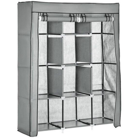 HOMCOM Stoffschrank Faltschrank, Faltbare Garderobe aus Vliesstoff (Kleiderschrank, 1-St., Tücherschrank) Hellgrau, 125 x 43 x 162,5 cm