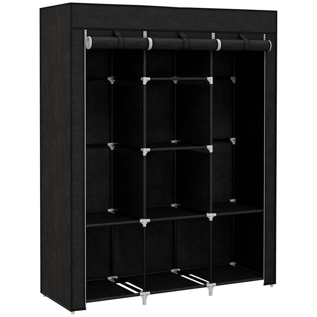 HOMCOM Stoffschrank Faltschrank, Faltbare Garderobe aus Vliesstoff (Kleiderschrank, 1-St., Tücherschrank) Schwarz, 125 x 43 x 162,5 cm