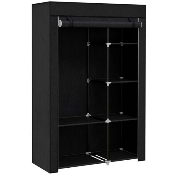 HOMCOM Stoffschrank Klappbarer Kleiderschrank Faltbare Garderobe in Vlies-Optik (Kleiderständer, 1-St., Faltschrank) Schwarz, 103 x 43 x 162,5 cm