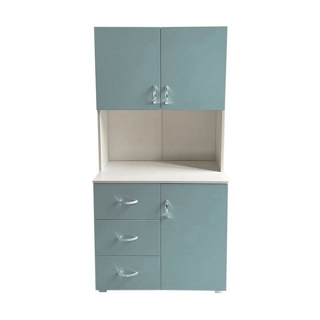 HTI-Living Kinderkleiderschrank Kinderzimmerschrank Hellblau Weiß (Stück, 1-St., 1 Schrank) Kleiderschrank Bücherregal 6 Regalfächer 3 Schubladen