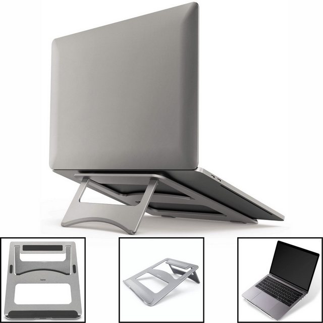 Hama Notebook-Ständer Aluminium bis 15,6″ Silber Laptop-Ständer, (Laptop Stand Halterung Tragbar Halter 12″ 13″ 13,3″ 13,5″ 14″15″ 15,6)