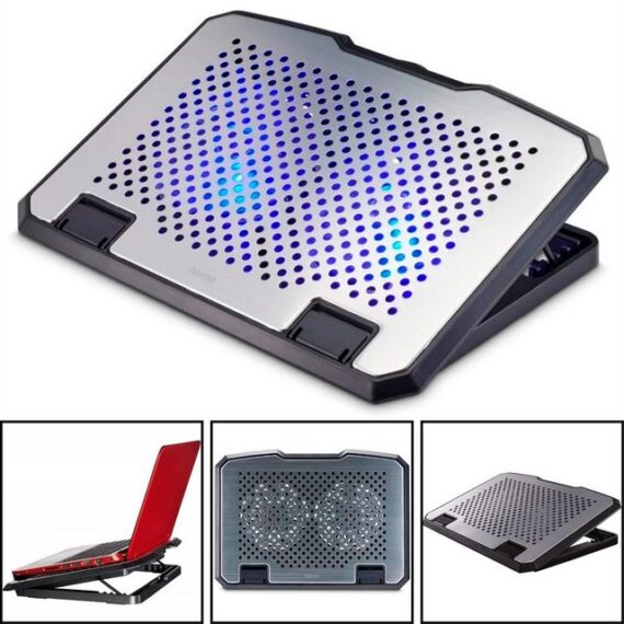 Hama USB Notebook-Kühler Aluminium Lüfter Cooler Laptop-Ständer, (Kühlpad 13" 13,3" 13,5" 14" 15" 15,6" Laptop Ständer Stand LED Blau)