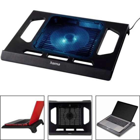 Hama USB Notebook-Kühler Black Lüfter Cooler Laptop-Ständer, (Kühlpad 14" 15" 15,6" 16" 16,1 17" 17,3" Laptop Ständer Stand LED Blau)