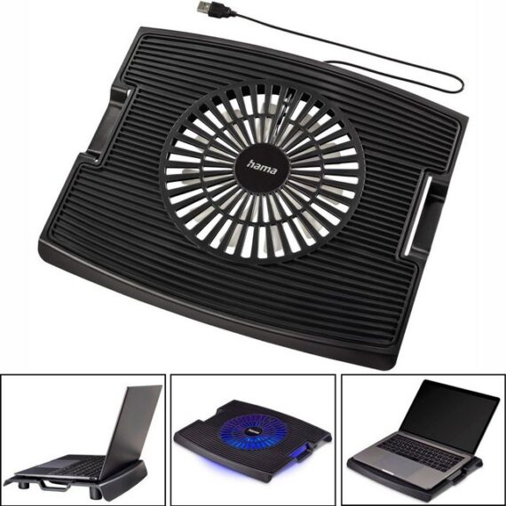 Hama USB Notebook-Kühler Wave Lüfter Cooler Laptop-Ständer, (Kühlpad 13" 13,3" 13,5" 14" 15" 15,6" Laptop Ständer Stand LED Blau)