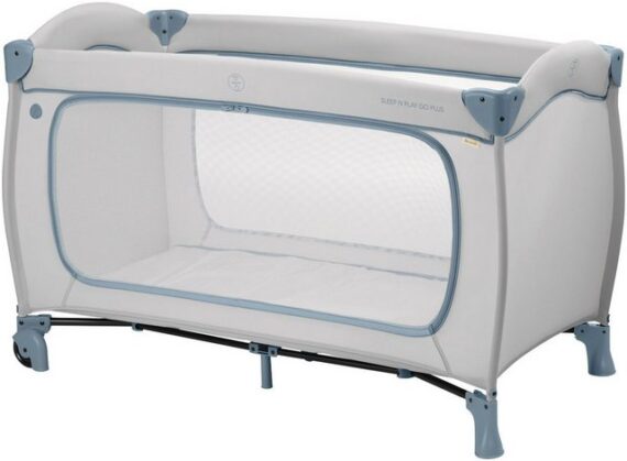 Hauck Baby-Reisebett Sleep N Play Go Plus, Dusty Blue, mit integrierten Rädern, Vorderausstieg