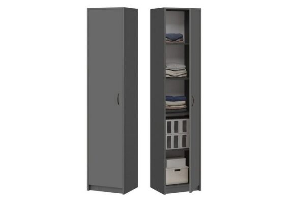 Home Collective Aktenschrank Bücherregal Kleiderschrank Regal 40cm breit 180cm hoch Schrank (Regal Wand schmal Holz für Schlafzimmer Flur Keller Büro) Mehrzweckschrank mit 4 verstellbaren Einlegeböden Anthrazit