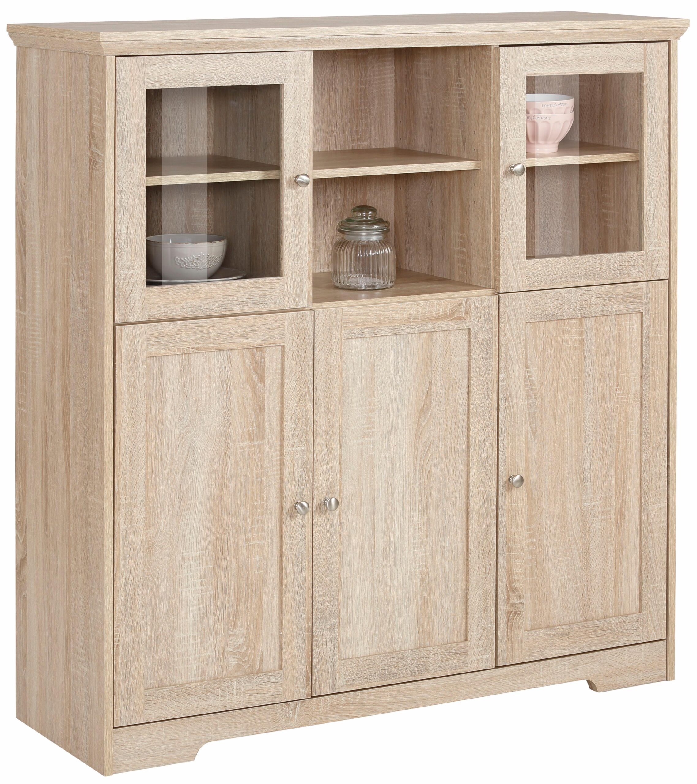 Home affaire Highboard "Nanna", Vitrine in Eichen-Optik, Breite 118 cm