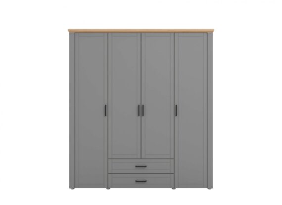 Home affaire Kleiderschrank "Valencia Schlafzimmerschrank Garderobe Landhaus Design", Bestseller Schrank inkl. 8 Einlegeböden, 2 Schubladen, Kleiderstange