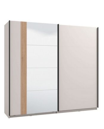 Home affaire Schwebetürenschrank Belfort, Kleiderschrank mit Spiegel, Schlafzimmerschrank Bestseller 2 Schiebetüren, 220x61x205cm, wähle deine perfekte Innenausstattung