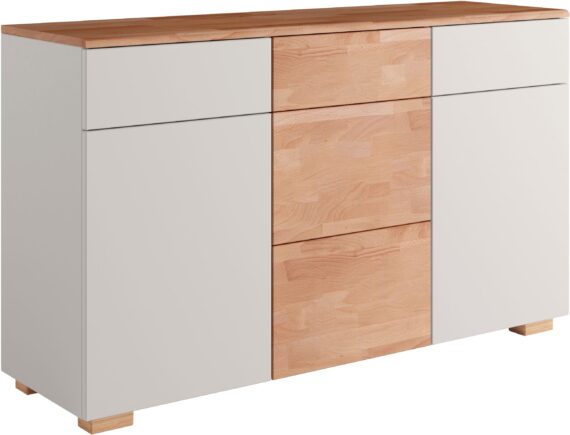 Home affaire Sideboard "Citra teilmassiv", Breite 135cm,moderne grifflose Optik mit push to open Funktion