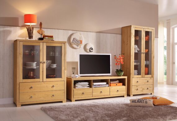 Home affaire Wohnwand "Gotland", (Set, 3 St.), bestehend aus 1 Highboard, 1 TV-Lowboard und 1 Vitrine