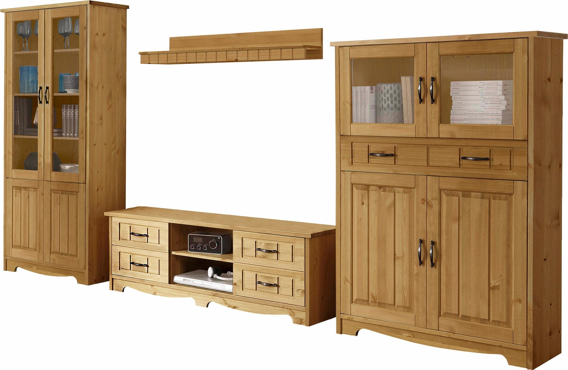 Home affaire Wohnwand „Trinidad“, (Set, 4 St.), Set aus 1 Vitrine, 1 Lowboard, 1 Highboard, 1 Wandboard