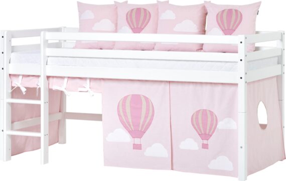 Hoppekids Hochbett ""Ballon"", mit Matratze & Vorhang, umbaubar, 4Stile