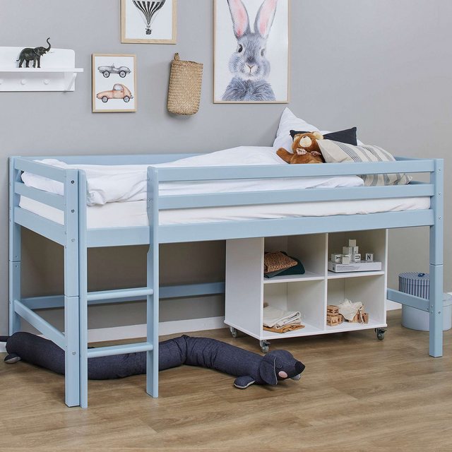 Hoppekids Spielbett ECO Dream MY COLOR, Kinderbett, Hochbett, 90×200 Massivholz, mit drei Seiten und Rausfallschutz, umbaubar in Einzelbett