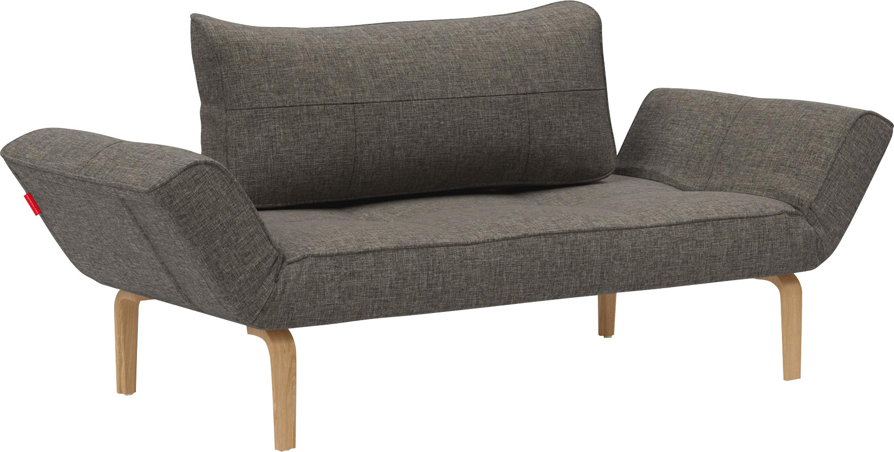 INNOVATION LIVING ™ Schlafsofa „Zeal, 3-Sitzer mit mit verstellbaren Armlehnen, bequem,“, bogenförmige Beine aus massiver Eiche, Tagesliege, Schlafsofa