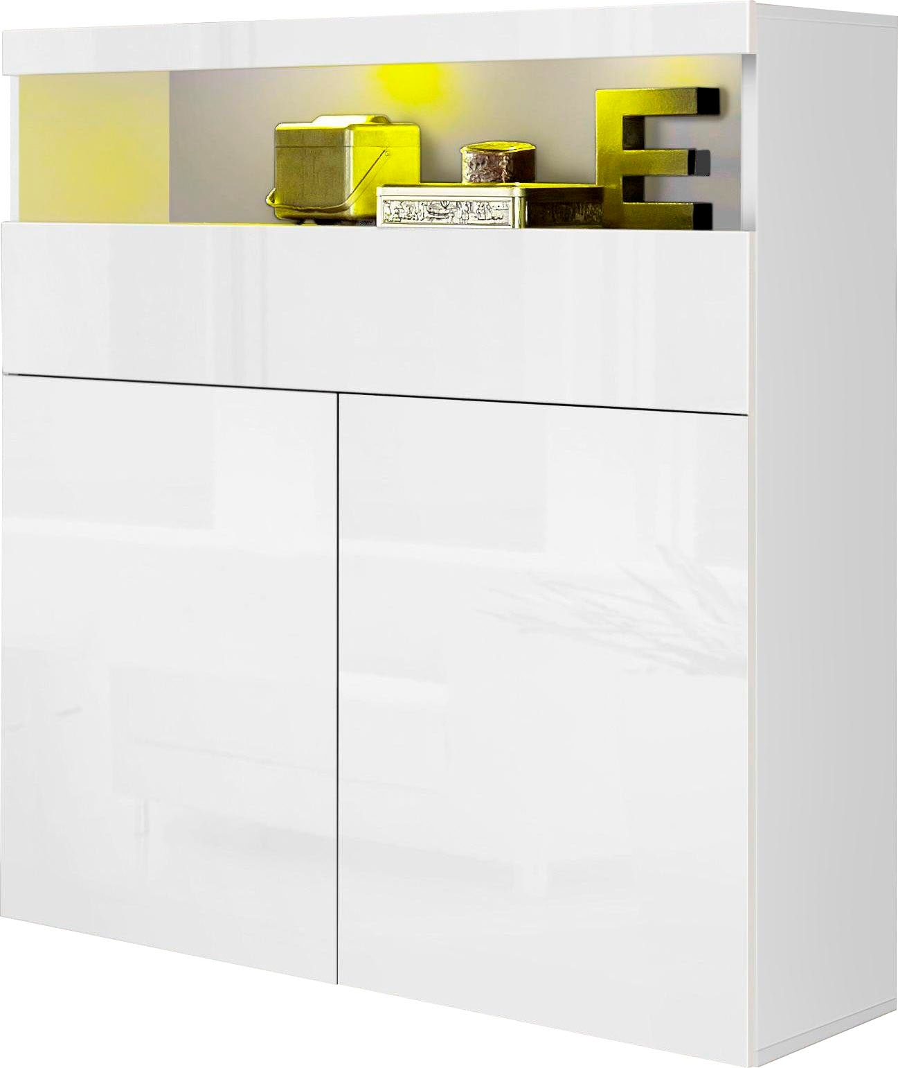 INOSIGN Highboard „Schrank, Hochschrank, Hochkommode“, mit 2 Türen und 1 Schubkasten, Breite 100 cm, ohne Beleuchtung