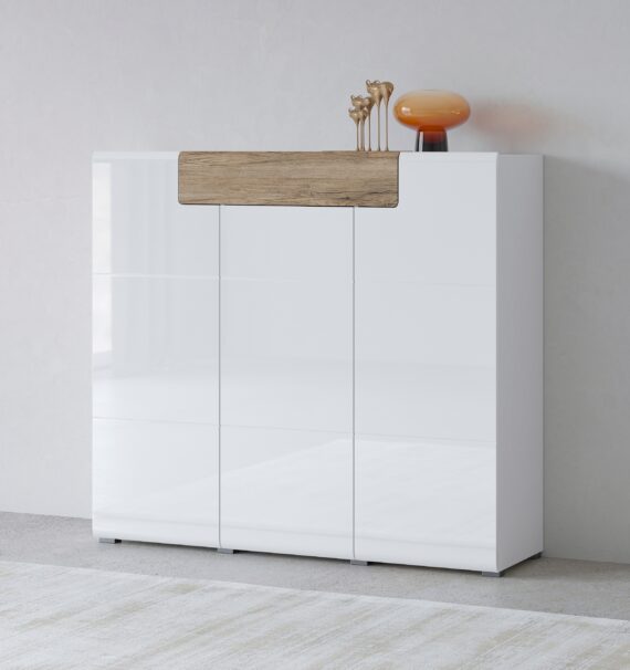 INOSIGN Highboard "Toledo,Breite 147,5 cm,trendige Hochkommode mit 3 Türen 1SK", Hochschrank mit viel Stauraum, stylische Hochglanzfronten