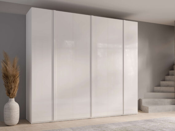 INOSIGN Kleiderschrank "Kleiderschrank Malissa mit Regalen und Kleiderstangen", Garderobe mit 6 Hochglanz-Drehtüren, BxTxH 270x59x237 cm