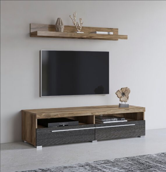 INOSIGN Lowboard "Roger,Breite 140 cm, stilvolle TV-Kommode, inclusive Wandboard", TV-Schrank mit viel Stauraum, TV-Board, 2 Klappen