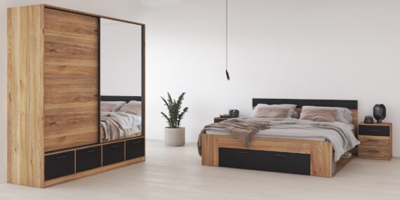 INOSIGN Schlafzimmer-Set "Faweza,Set 4-St(Bett 180 cm, 2xNako, Schwebetürenschrank)", Komplettschlafzimmer, viel Stauraum