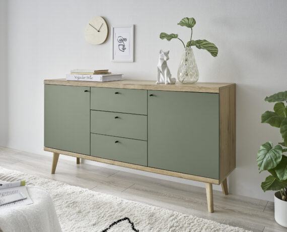 INOSIGN Sideboard "MAVAS", in moderner Trendfarbe, Griffe aus Metall (Schwarz), Breite 160 cm