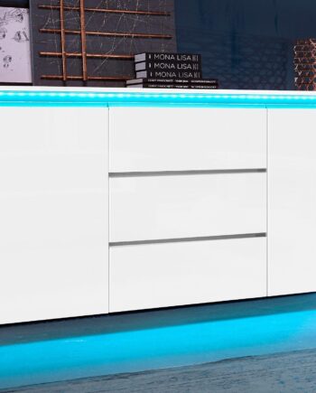 INOSIGN Sideboard „Magic, Kommode, Schrank, Kredenz“, mit 2 Türen und 3 Schubkästen Hochglanz lackiert (B/T/H) 180x40x80 cm