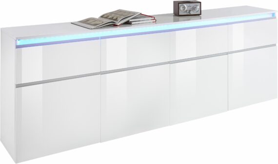 INOSIGN Sideboard "Magic, Kommode, Schrank, Kredenz", mit 4 Türen, 4 Schubkästen sowie alufarbenen Softgriffen Breite 240