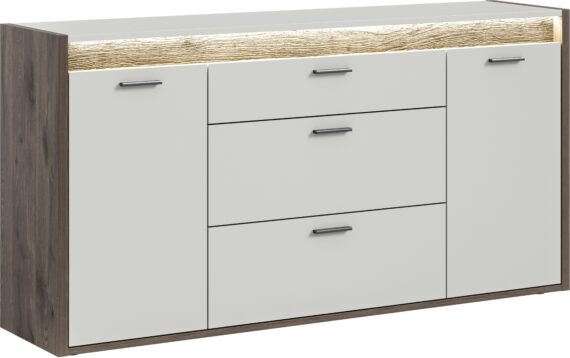 INOSIGN Sideboard "Treviso, Breite 167cm, inkl. Frontbeleuchtung, 2 Türen, 2 Einlegeböden", 3 Schubkästen, Anrichte, Wohnzimmerschrank, Kommode