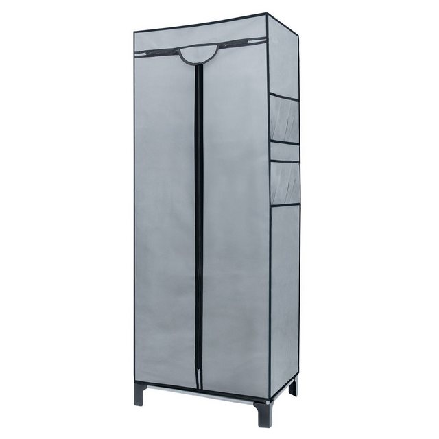 Intirilife Kleiderschrank (Intirilife Faltschrank 68 x 45 x 175 cm in GRAU, 1-St) Faltschrank 68 x 45 x 175 cm Stoffschrank Kleiderschrank Kleiderstange