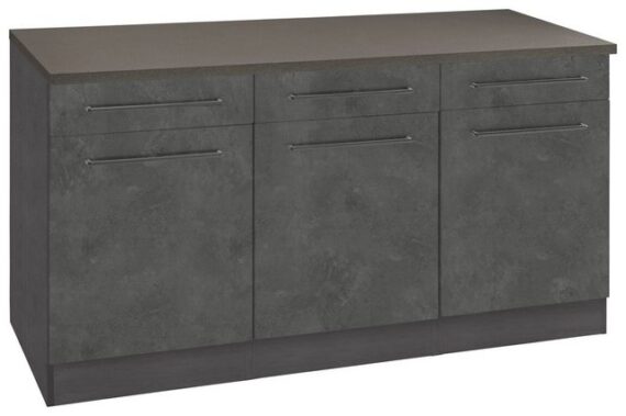 KOCHSTATION Unterschrank KS-Tulsa 150 cm breit, 3 Schubkästen, 3 Türen, auch als Sideboard verwendbar