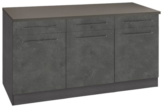 KOCHSTATION Unterschrank "KS-Tulsa", 150 cm breit, 3 Schubkästen, 3 Türen, auch als Sideboard verwendbar