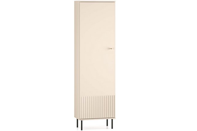 KONSIMO® Drehtürenschrank DROMA Hochschrank, hergestellt in der EU, Goldgriff, Elegant, Einzeltür, mit Rillen