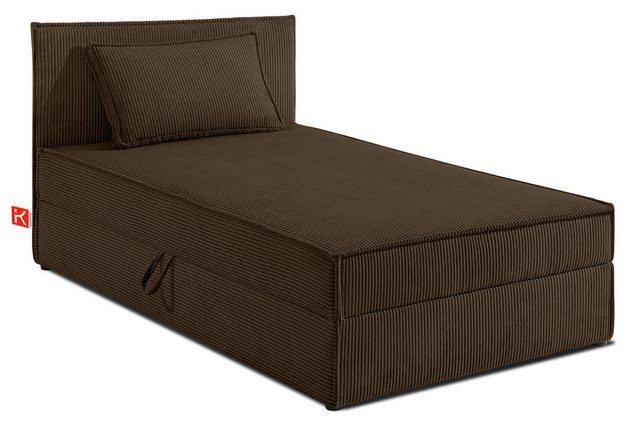 KONSIMO Jugendbett Einzelbett, Polsterbett ROTI, Tagesbett (100 cm x 200 cm), hergestellt in der EU, mit Polsterkissen, liegefläche Vollbezug