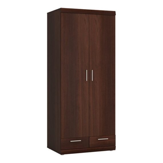 Lomadox Kleiderschrank IMPERIA-129 Schrank Garderobenschrank 80 cm Nussbaum Wohnzimmer Flur braun retro