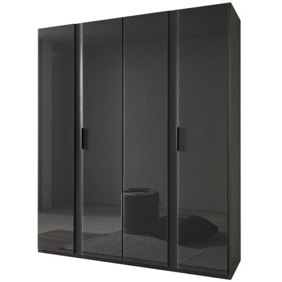 Lomadox Kleiderschrank RONDA-43 Schlafzimmerschrank Drehtürenschrank 200 cm breit mit Glasfronten