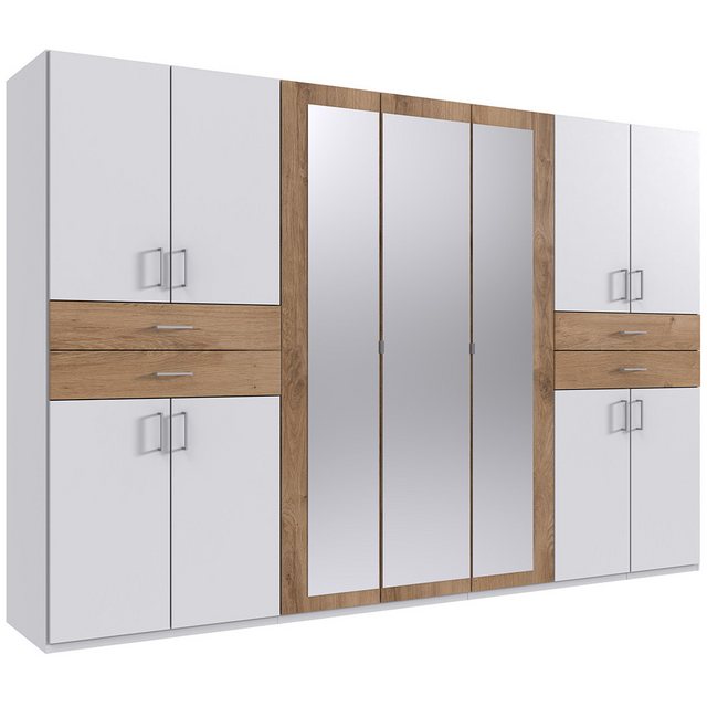 Lomadox Kleiderschrank TREVISO-43 Garderobenschrank Schlafzimmerschrank Schrank 313 cm breit modern weiß