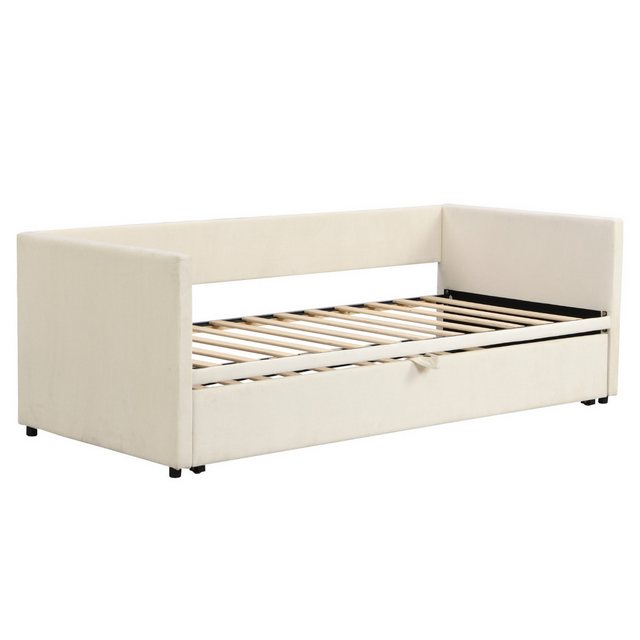 LuxeLiving Polsterbett Daybett Tagesbett, Schlafsofa, mit Unterbett 90x200cm/180x200cm und Lattenrost, Samt