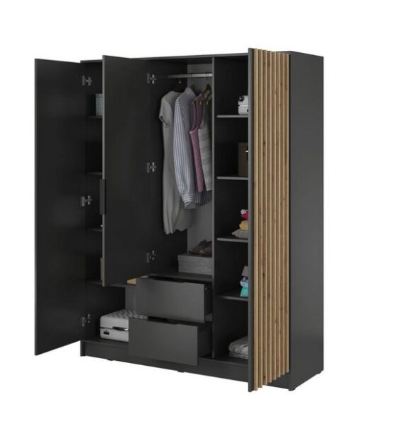 Luxusbetten24 Kleiderschrank Designer Schrank Niro 155 cm mit großzügigem Stauraum