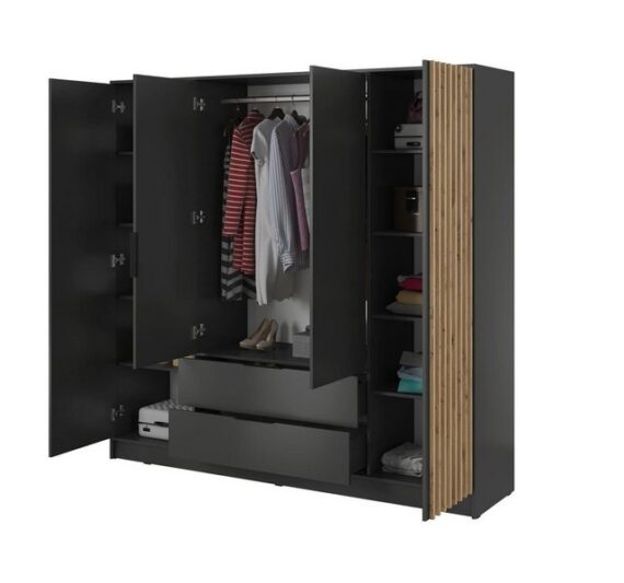 Luxusbetten24 Kleiderschrank Designer Schrank Niro 206 cm mit großzügigem Stauraum