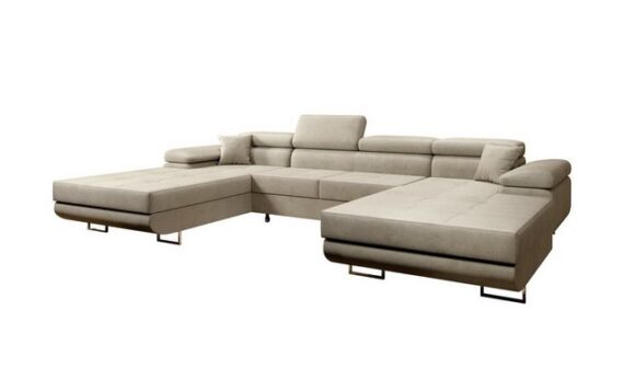 Luxusbetten24 Schlafsofa Designer Sofa Calvera U, mit Schlaf- und Klappfunktion