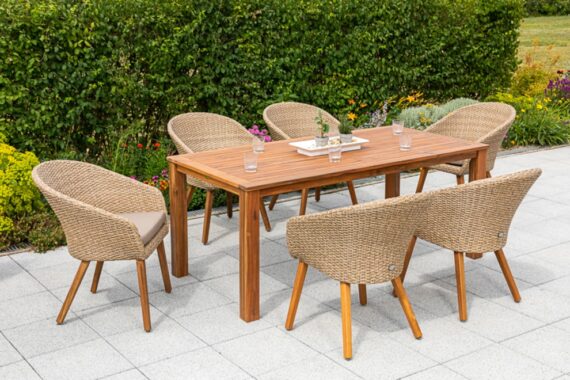 MERXX Garten-Essgruppe "Arrone", (7 tlg.), 6 Sessel mit Tisch