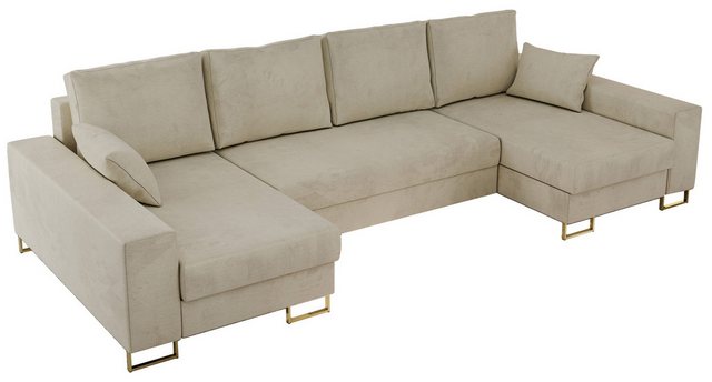 MKS MÖBEL Ecksofa DORIAN U, Set, Modern Sofa, T30-Schaum, Bonellfedern, lose Kissen, Ecksofa U-Form, Wohnlandschaft, Bettkästen, Metallfüße, Schlafsofa