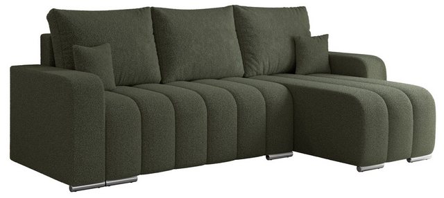 MKS MÖBEL Ecksofa KIRASSO L, Set, Schlafcouch, Bonellfedern, lose Kissen, Ecksofa L-form, Schlaffunktion, Bettkasten, Metallbeine